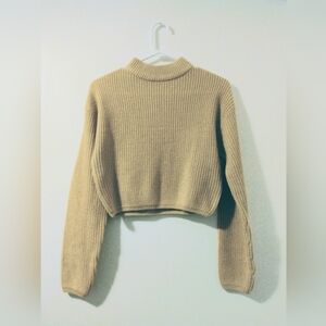 Women's Beige Cropped Mockneck - XS